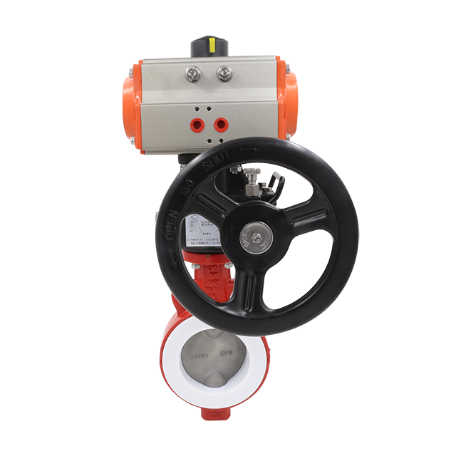 صمام الفراشة الفولاذ المقاوم للصدأ شبه المبطن بالهواء المضغوط